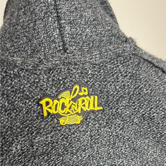 Vintage Upcycled "Obey Propaganda 1989 all city" Grey Shawl Cardigan, Size S. - Picture 6 of 11